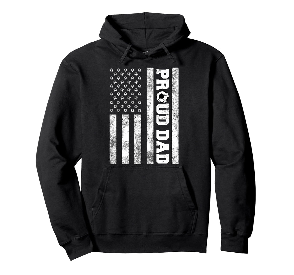Proud Dad American Distressed Flag Hoodie - Minimalist Print for Adults