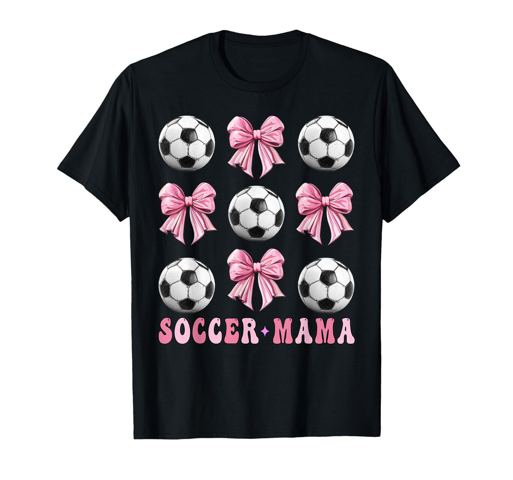 Soccer Mama Coquette Bow Soccer Lover T-Shirt - Novelty Apparel for Adults