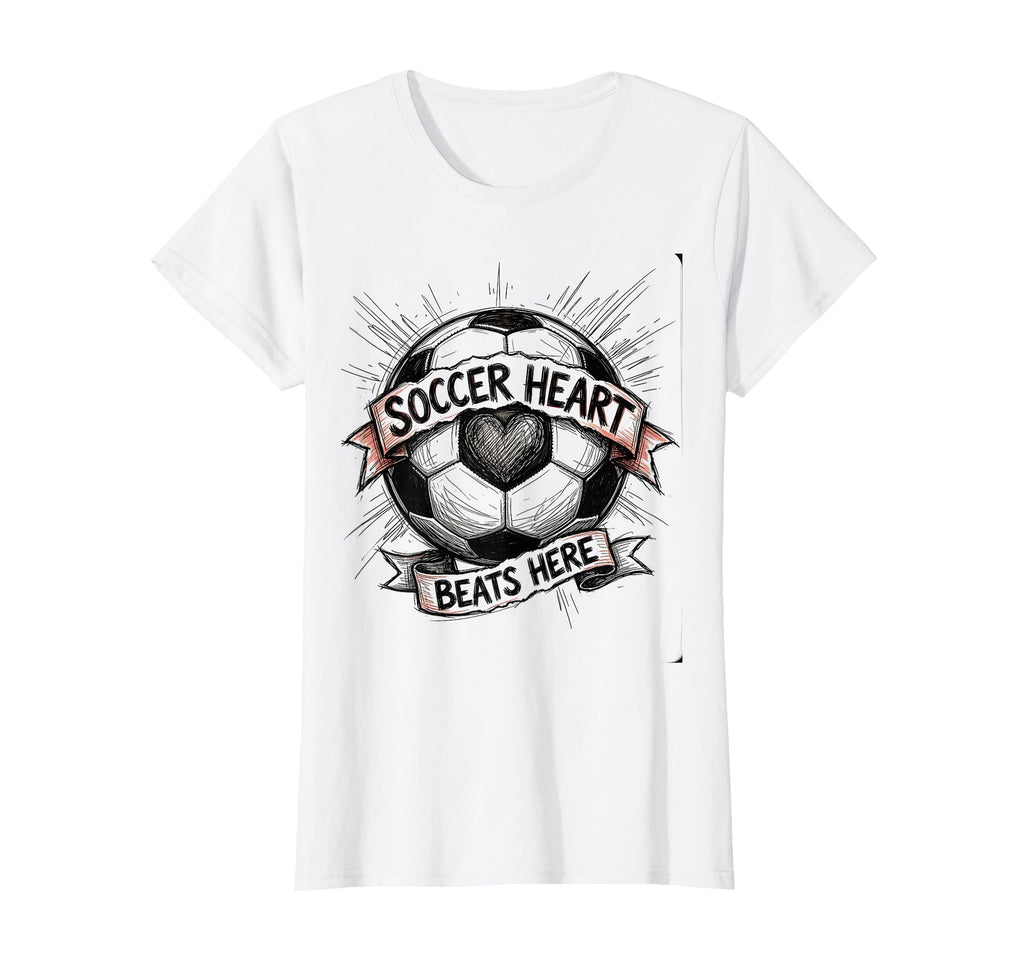 Soccer Heart Beats Here Soccer T-Shirt - Aesthetic Graphic Men Women