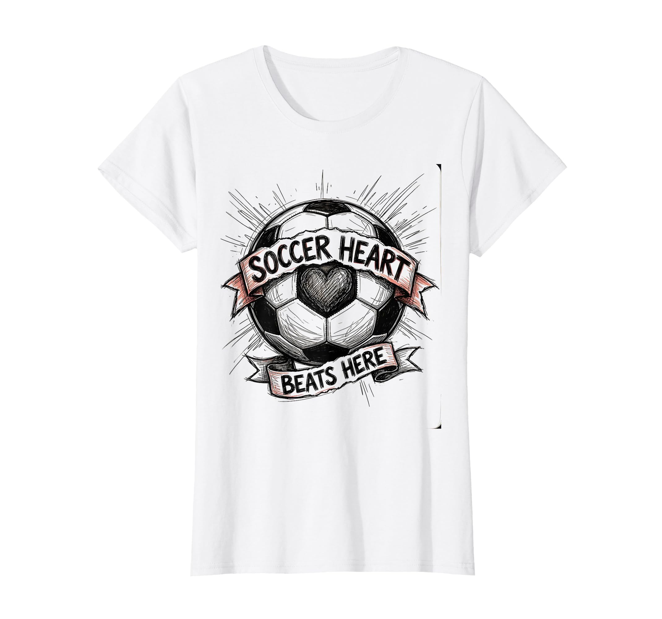 Soccer Heart Beats Here Soccer T-Shirt - Aesthetic Graphic Men Women