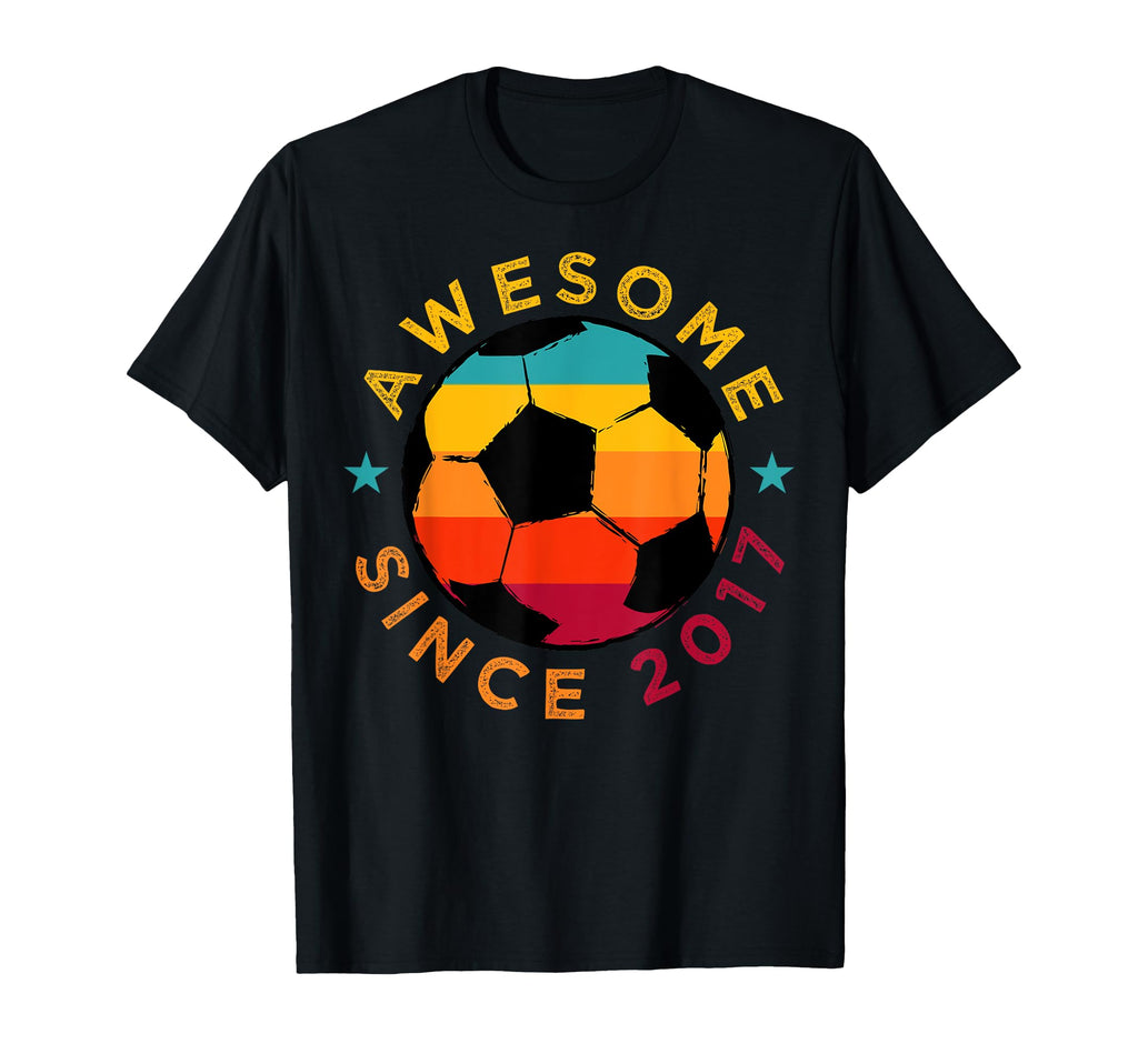 Awesome Since 2017 Soccer Birthday Party T-Shirt - Novelty Apparel Unisex