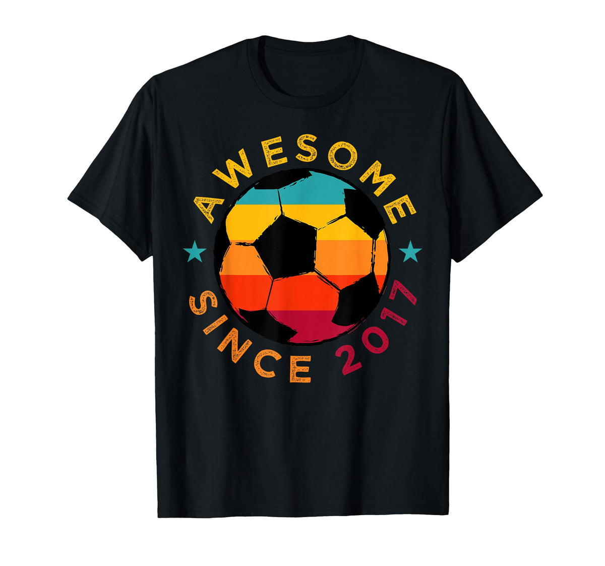 Awesome Since 2017 Soccer Birthday Party T-Shirt - Novelty Apparel Unisex