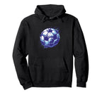 Grunge Soccer Ball Distressed Blue Hoodie - Minimalist Print for Adults