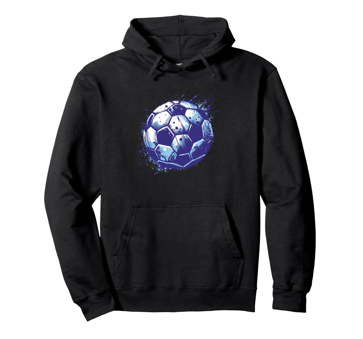 Grunge Soccer Ball Distressed Blue Hoodie - Minimalist Print for Adults