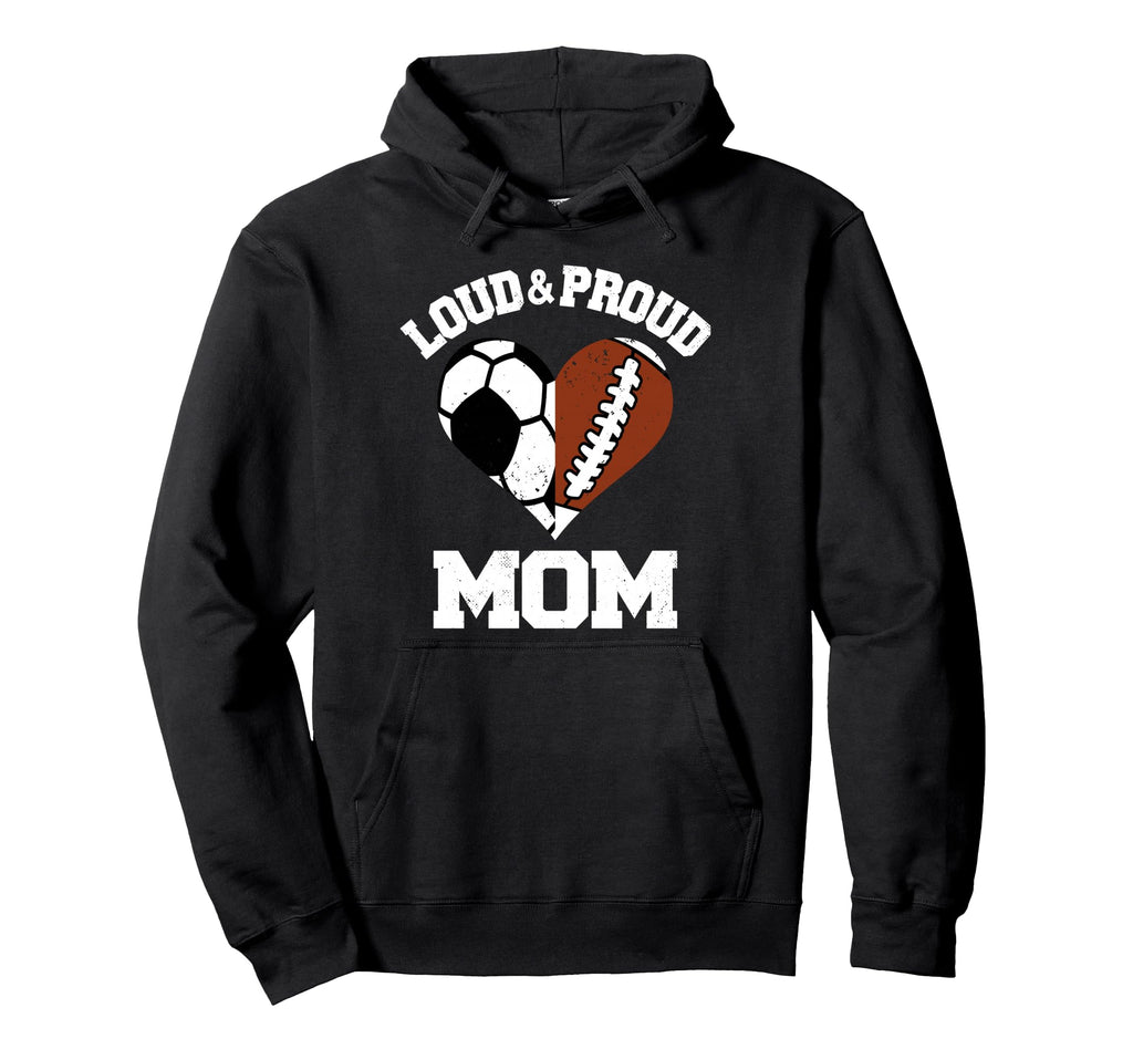 Loud Proud Mom Soccer Football Heart Hoodie - Graphic Print for Adults