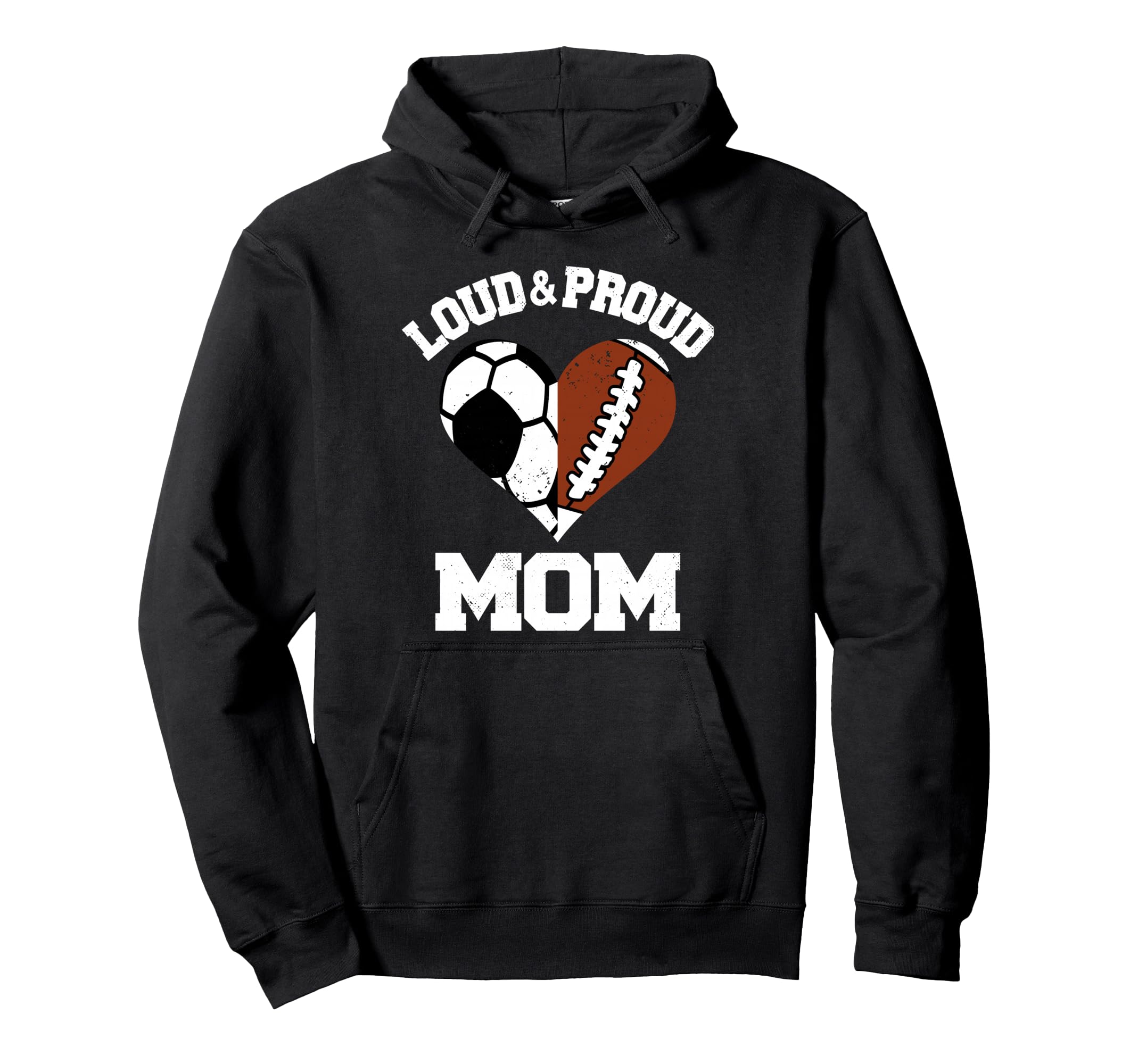 Loud Proud Mom Soccer Football Heart Hoodie - Graphic Print for Adults
