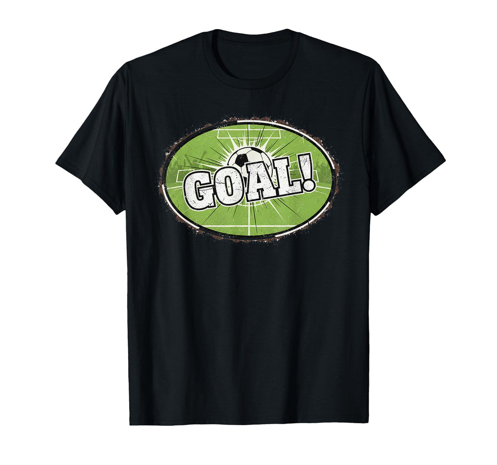 Goal Distressed Futbol Oval Soccer Logo T-Shirt - Custom Art Print Unisex