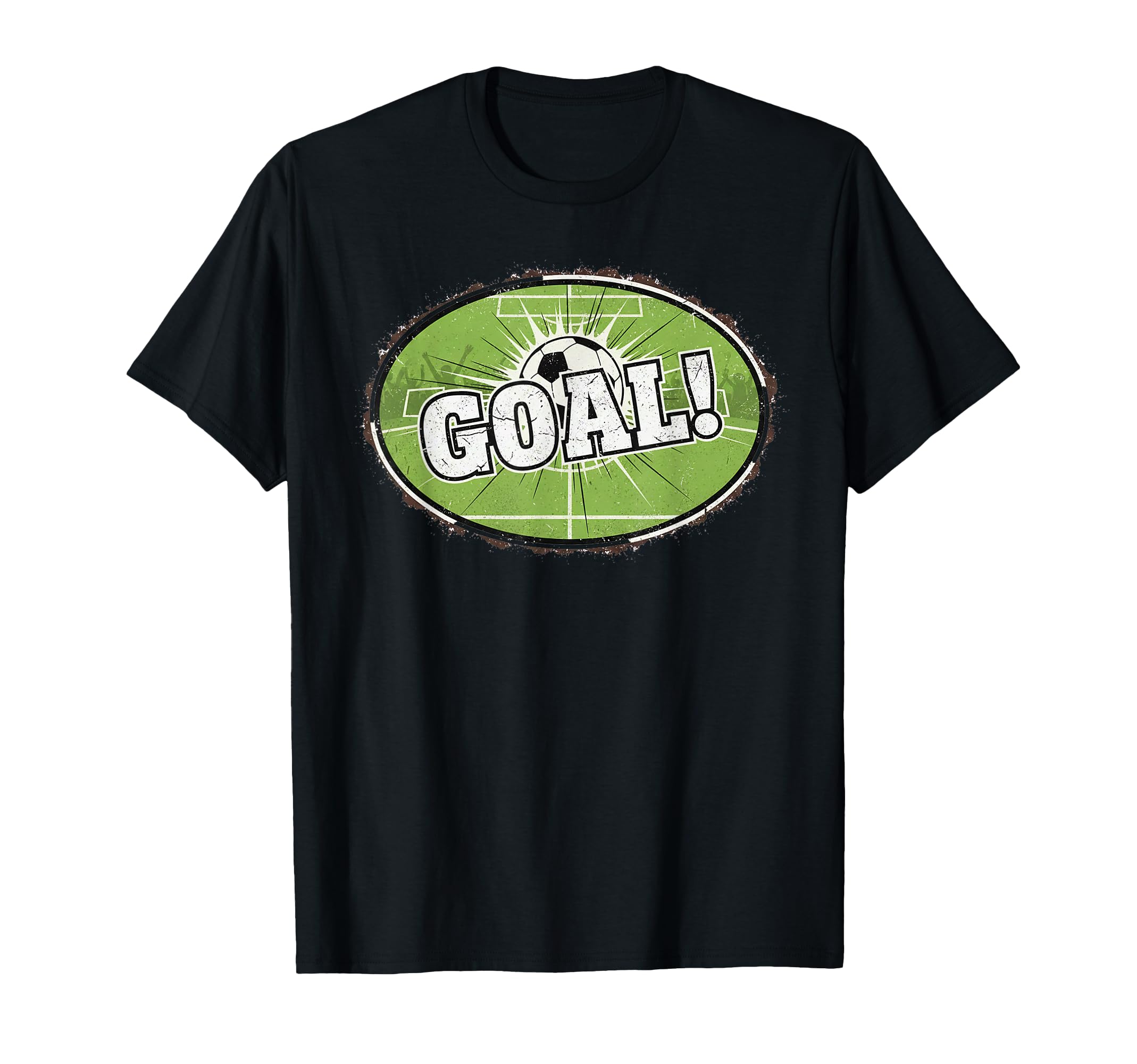 Goal Distressed Futbol Oval Soccer Logo T-Shirt - Custom Art Print Unisex