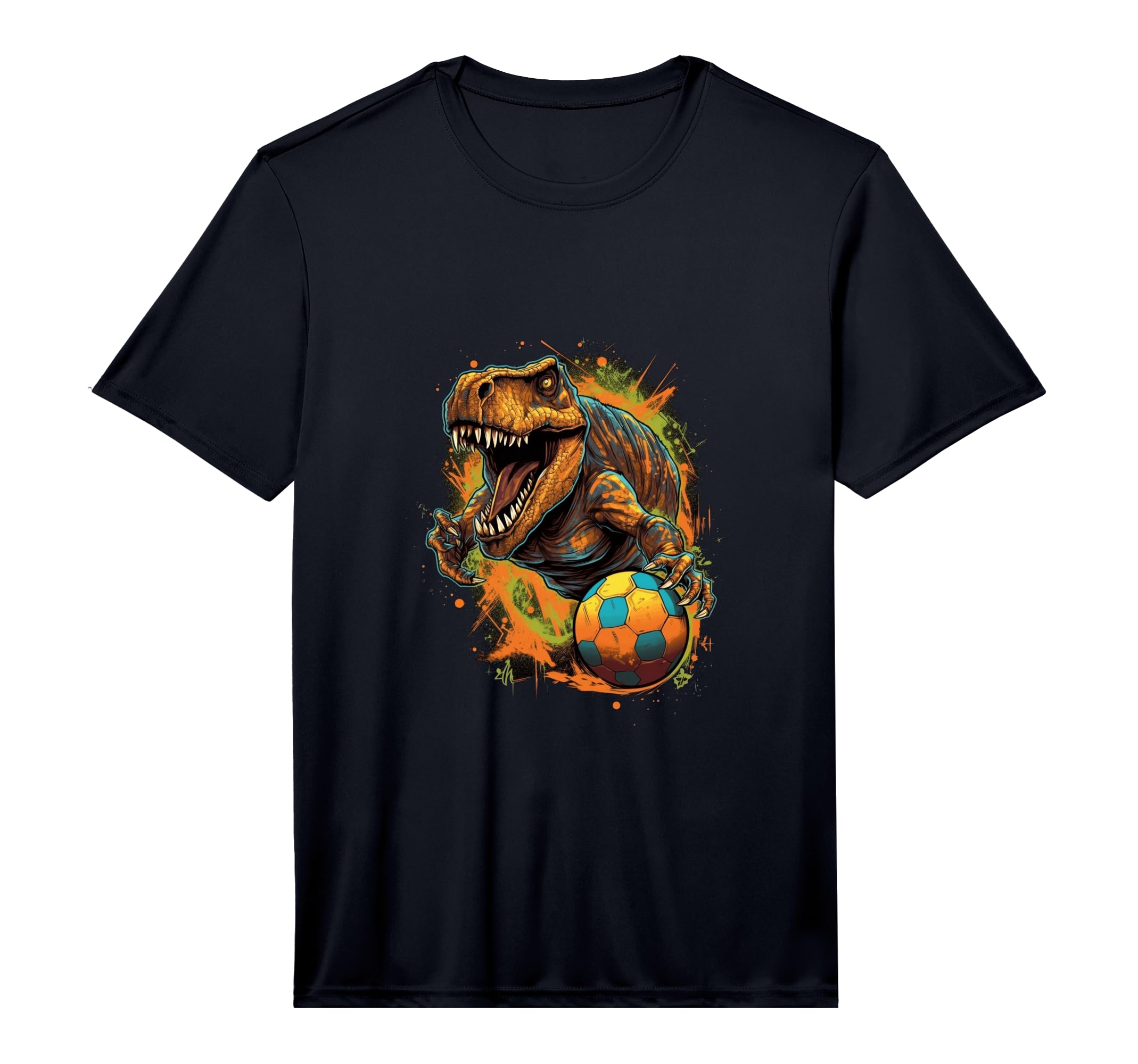 T Rex Playing Soccer Funny Dinosaur T-Shirt - Unique Graphic for Adults