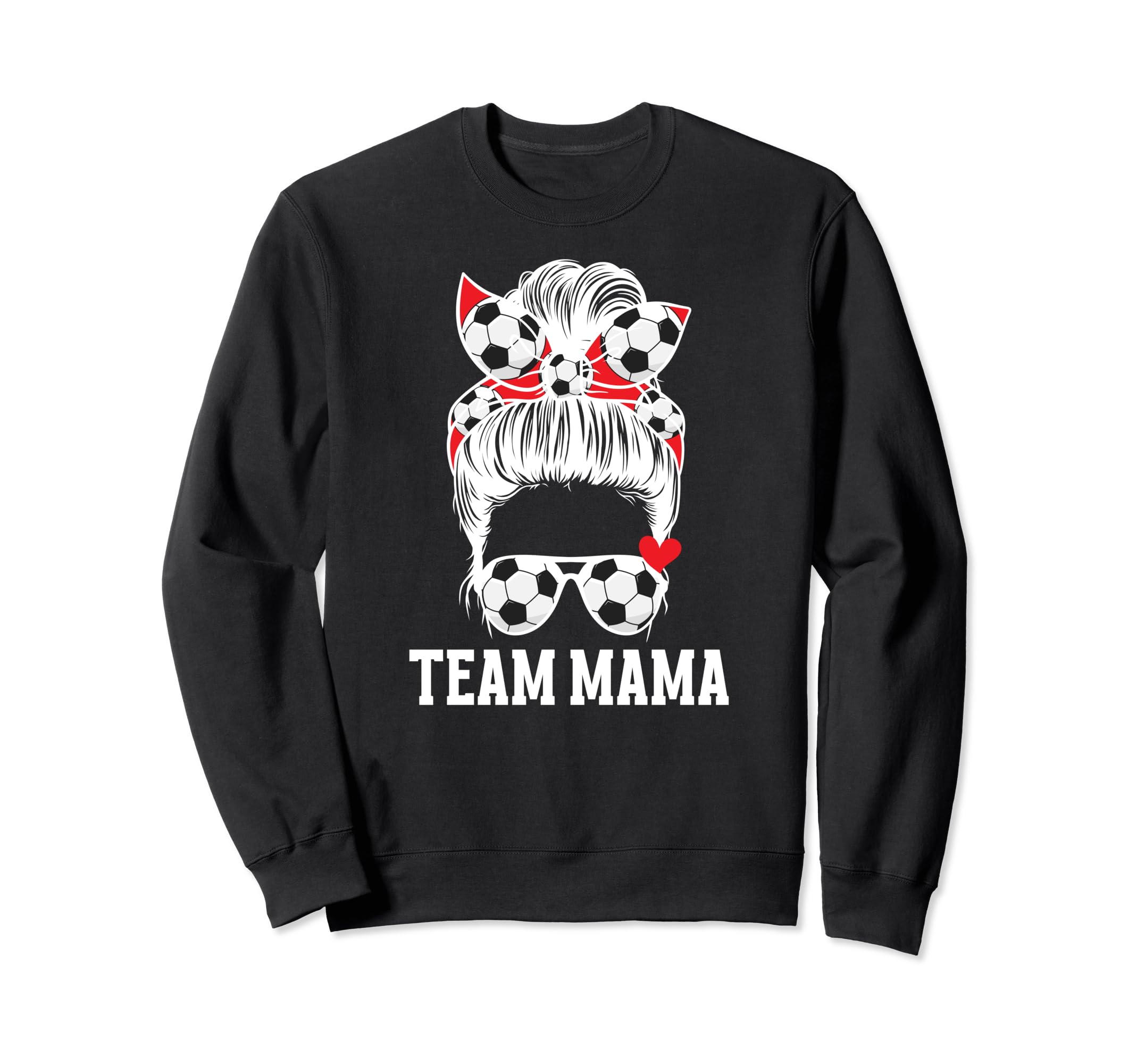 Soccer Team Mama Messy Bun Sweatshirt - Fun Novelty Design for Adults