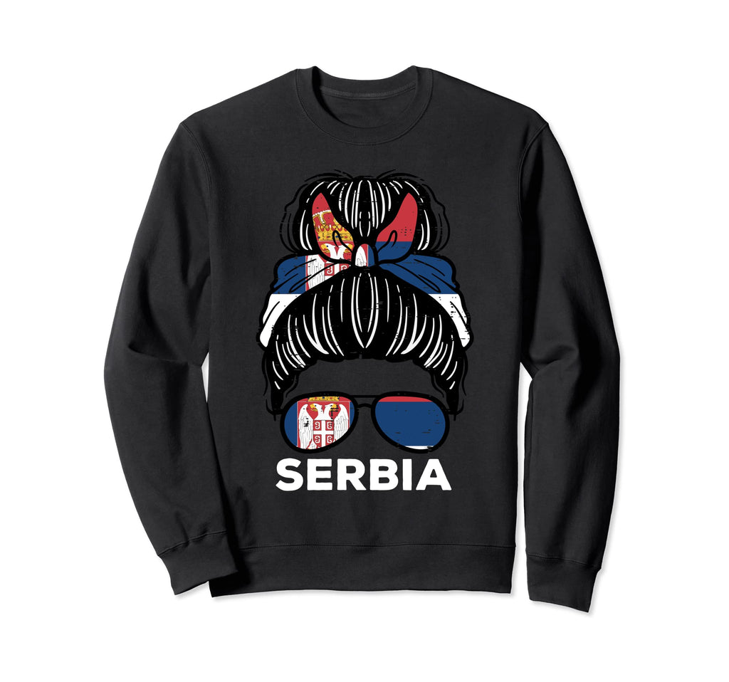 Serbia Flag Serbian Hairbun Sweatshirt - Aesthetic Graphic Men Women