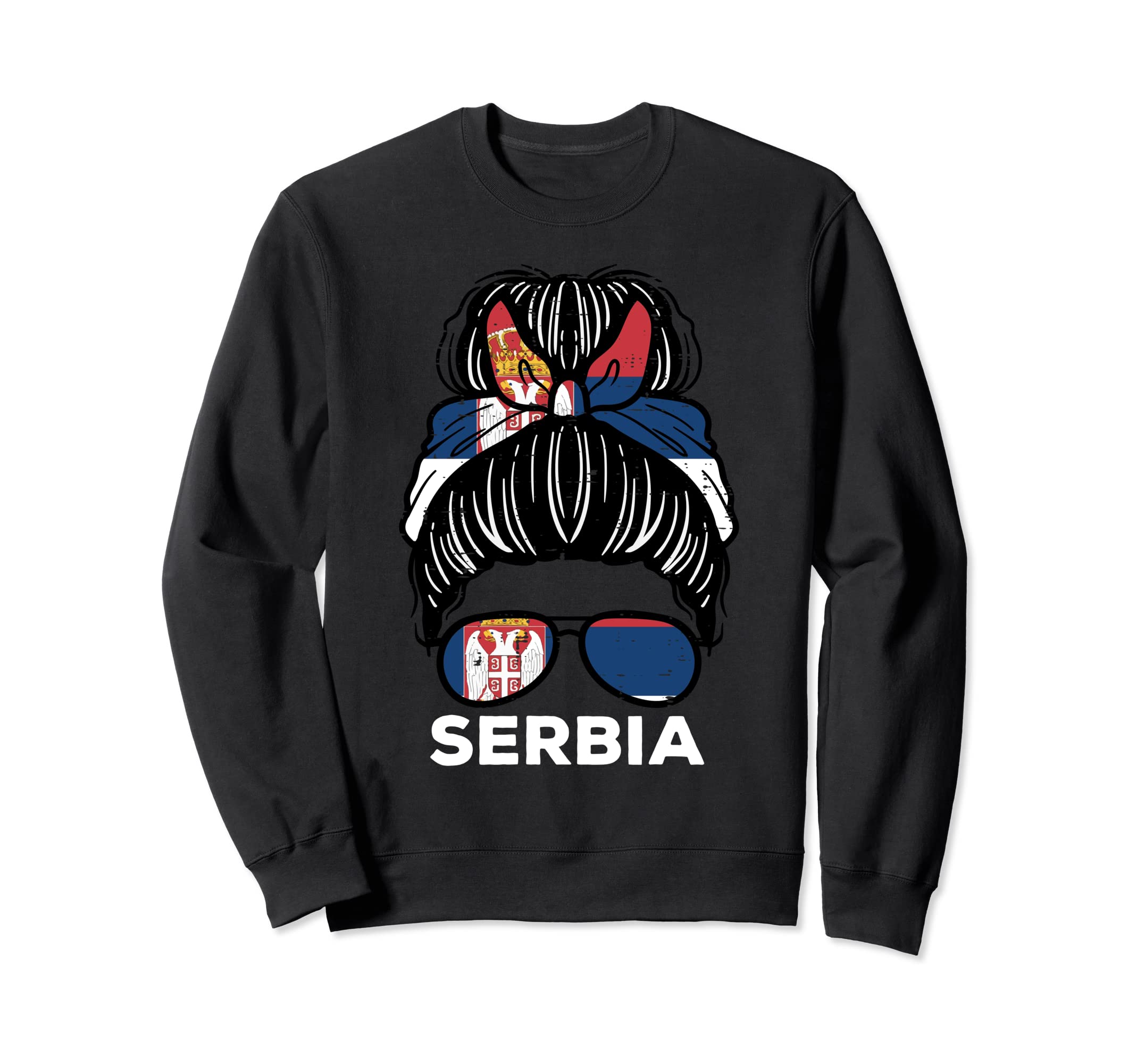 Serbia Flag Serbian Hairbun Sweatshirt - Aesthetic Graphic Men Women