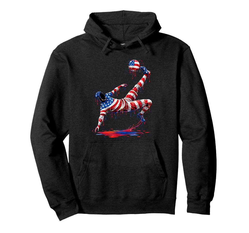 Soccer Drip American Flag 4Th July Hoodie - Casual Everyday Wear Unisex