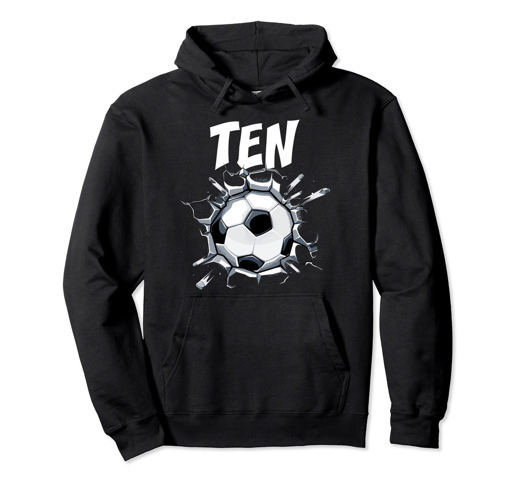 10 Year Old Soccer Birthday Party Theme Hoodie - Graphic Print for Adults