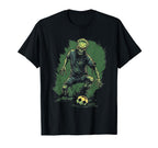 Zombie Soccer Player Halloween T-Shirt - Minimalist Print for Adults