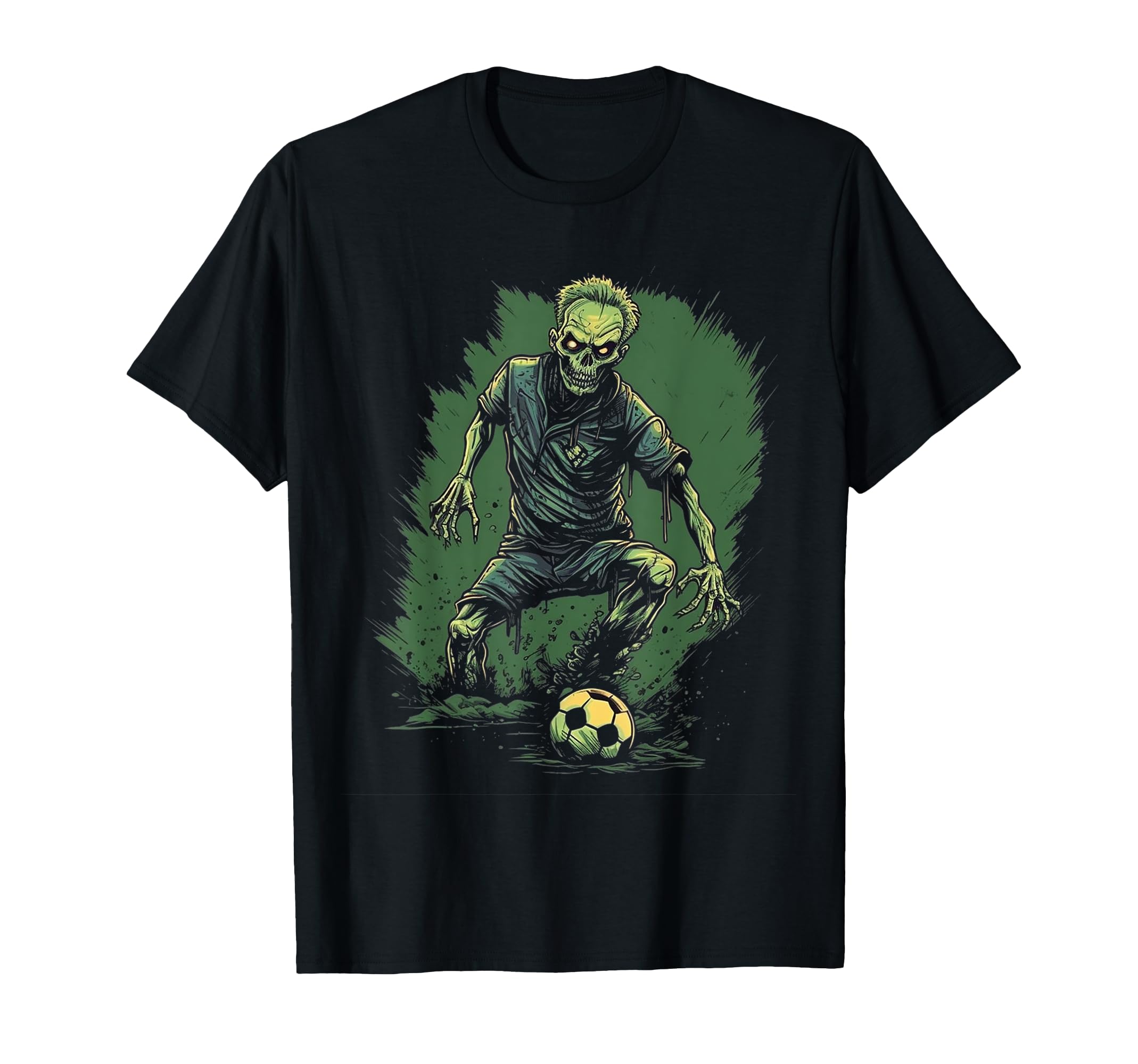 Zombie Soccer Player Halloween T-Shirt - Minimalist Print for Adults