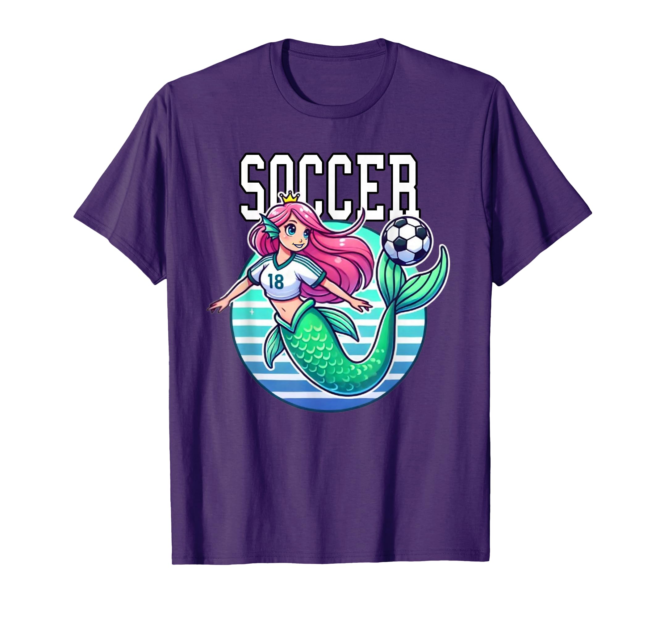 Soccer Mermaid Playing Soccer T-Shirt - Graphic Print Unisex