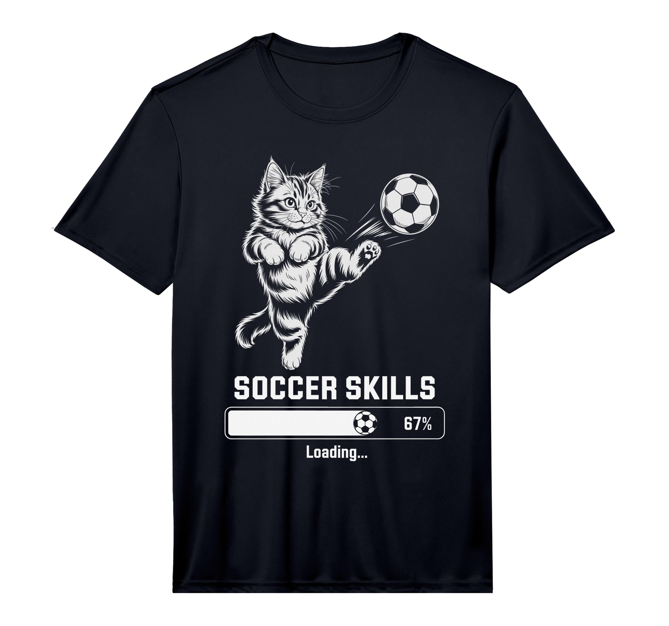 Funny Cat Soccer Skills Loading T-Shirt - Streetwear Style for Adults