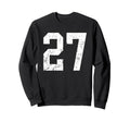 Distressed White Number 27 Jersey Sweatshirt - Minimalist Print for Adults