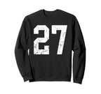 Distressed White Number 27 Jersey Sweatshirt - Minimalist Print for Adults