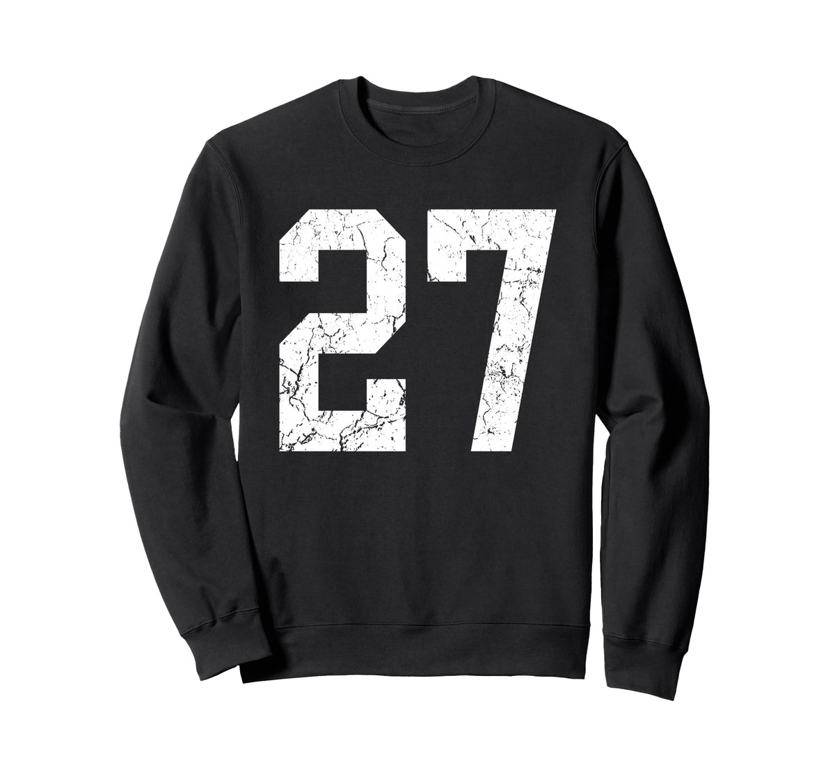 Distressed White Number 27 Jersey Sweatshirt - Minimalist Print for Adults