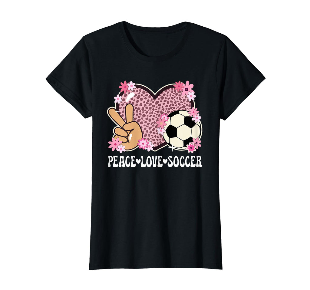 Peace Love Soccer Lover Outfit Cheetah T-Shirt - Unique Graphic Men Women