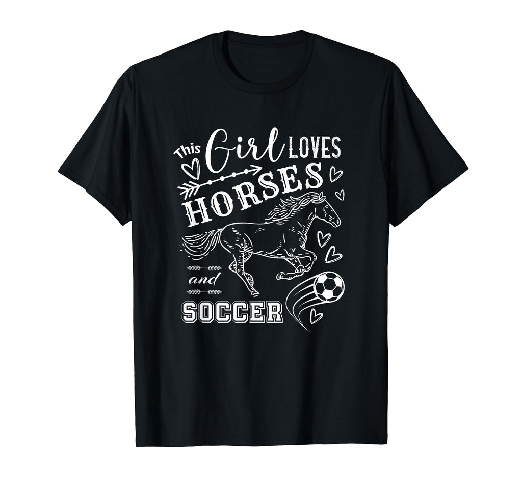 This Loves Horses And Soccer T-Shirt - Fun Novelty Design Unisex