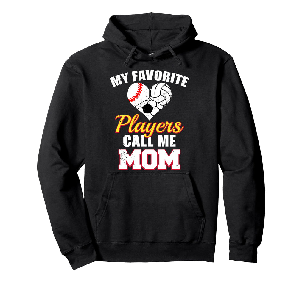My Favorite Players Call Me Mom Baseball Hoodie - Graphic Print for Adults