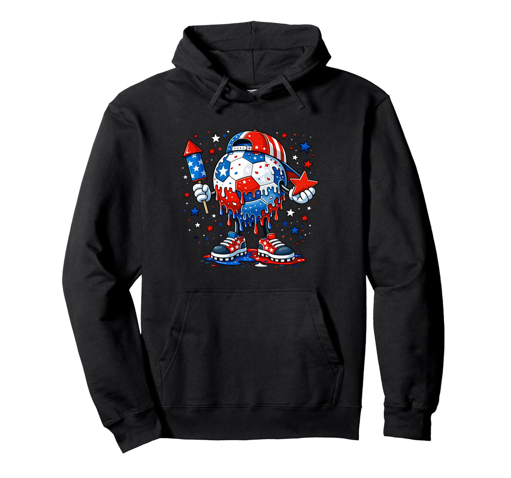 Soccer Ball Fireworks Usa Flag 250 Years Hoodie - Aesthetic Graphic Unisex