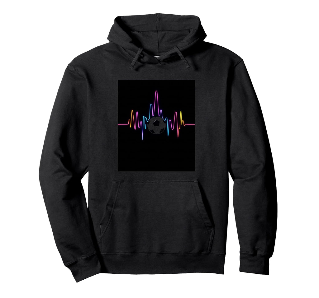Minimalist Soccer Heartbeat Hoodie - Trendy Graphic for Adults