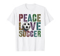 Groovy Peace Love Soccer Kickin T-Shirt - Aesthetic Graphic for Adults