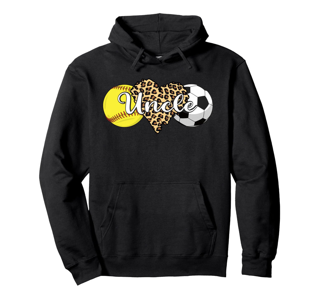 Uncle Softball Soccer Leopard Heart Hoodie - Streetwear Style Men Women