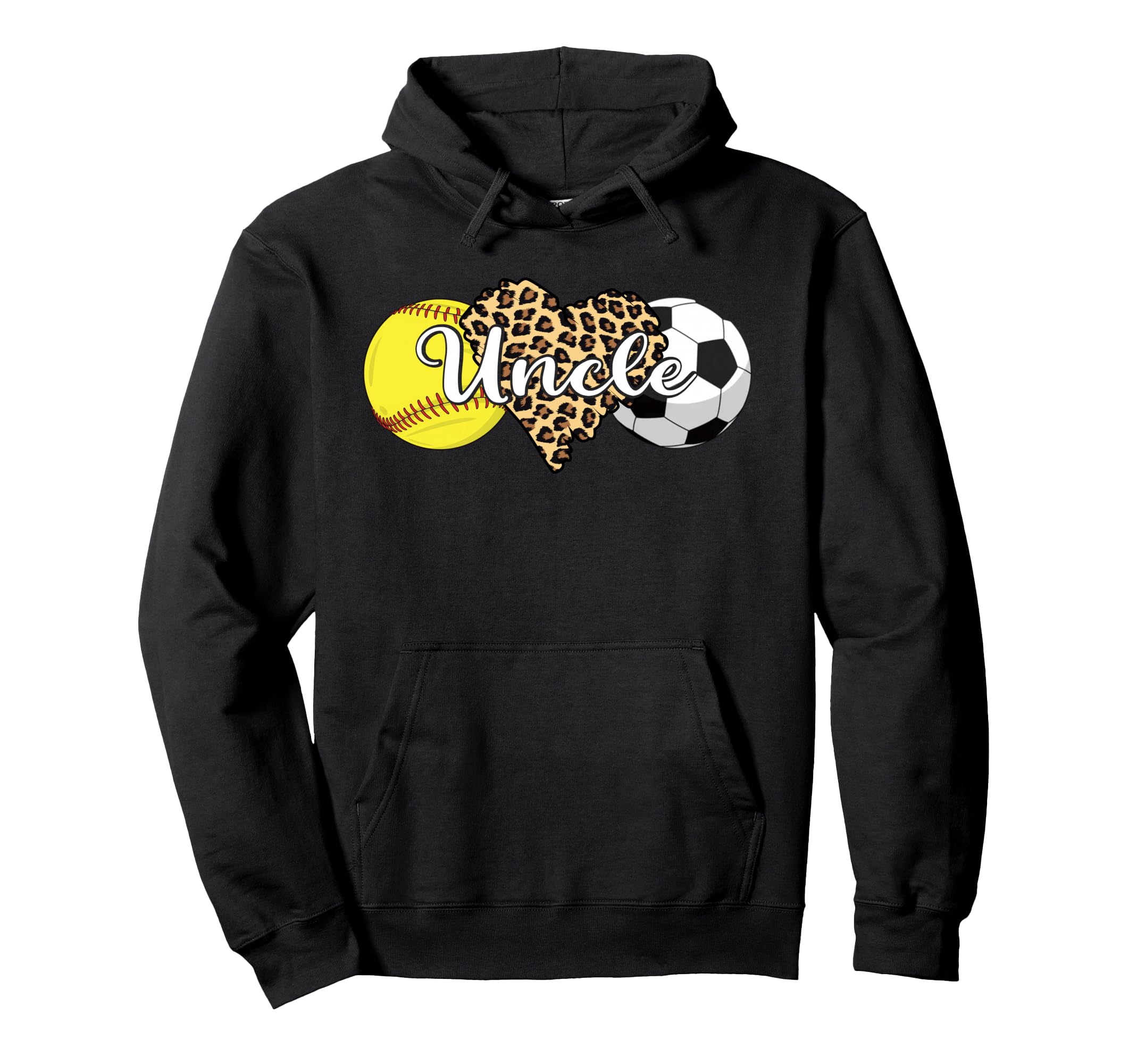 Uncle Softball Soccer Leopard Heart Hoodie - Streetwear Style Men Women