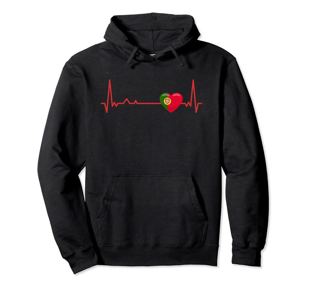 Heartbeat Portugal Flag Soccer Fan Hoodie - Graphic Print Men Women