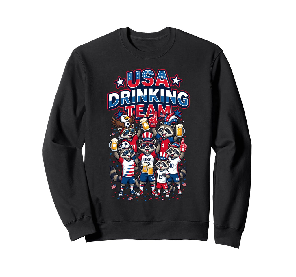 Usa Drinking Team Raccoon Soccer Sweatshirt - Novelty Apparel Men Women
