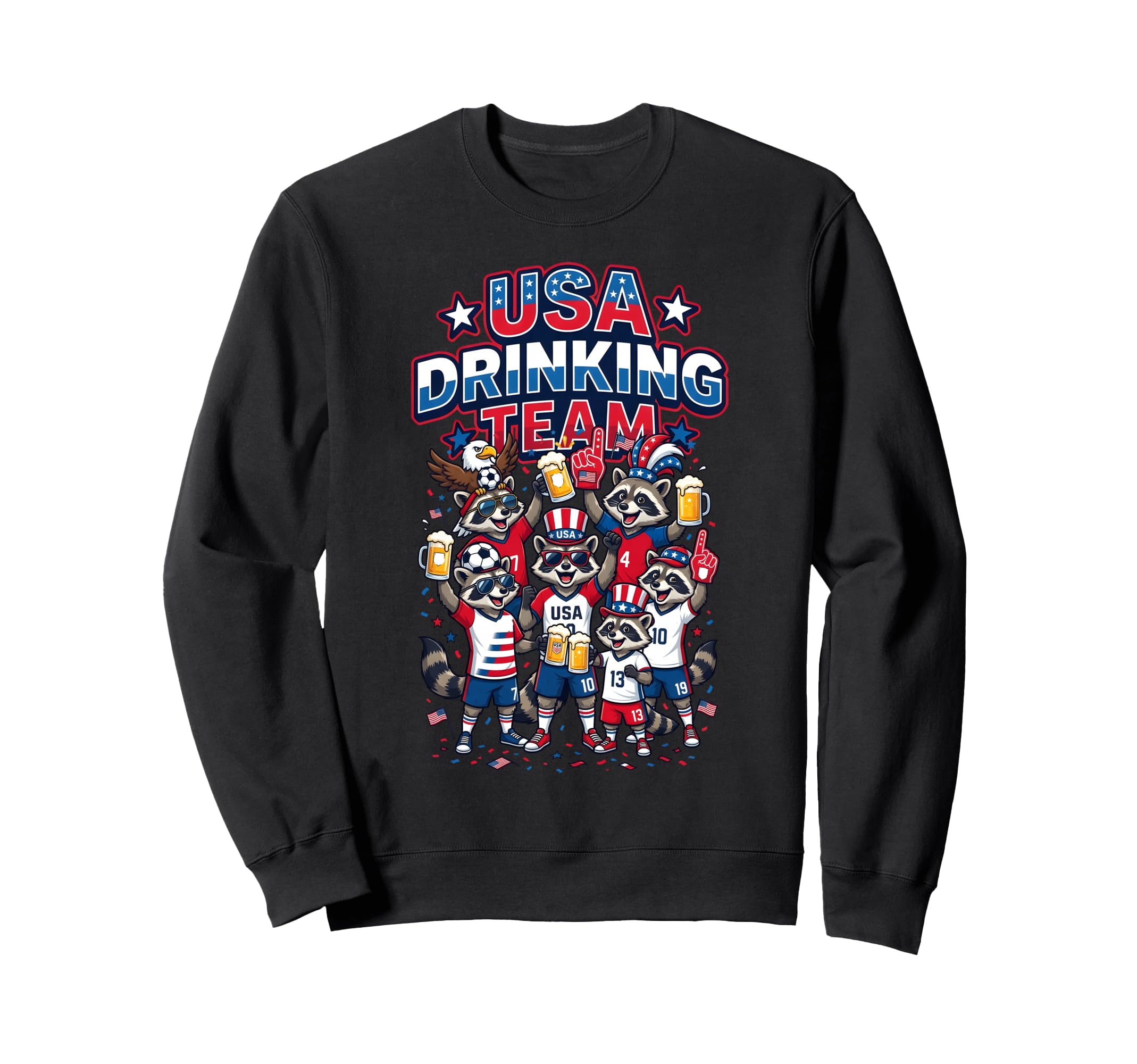 Usa Drinking Team Raccoon Soccer Sweatshirt - Novelty Apparel Men Women