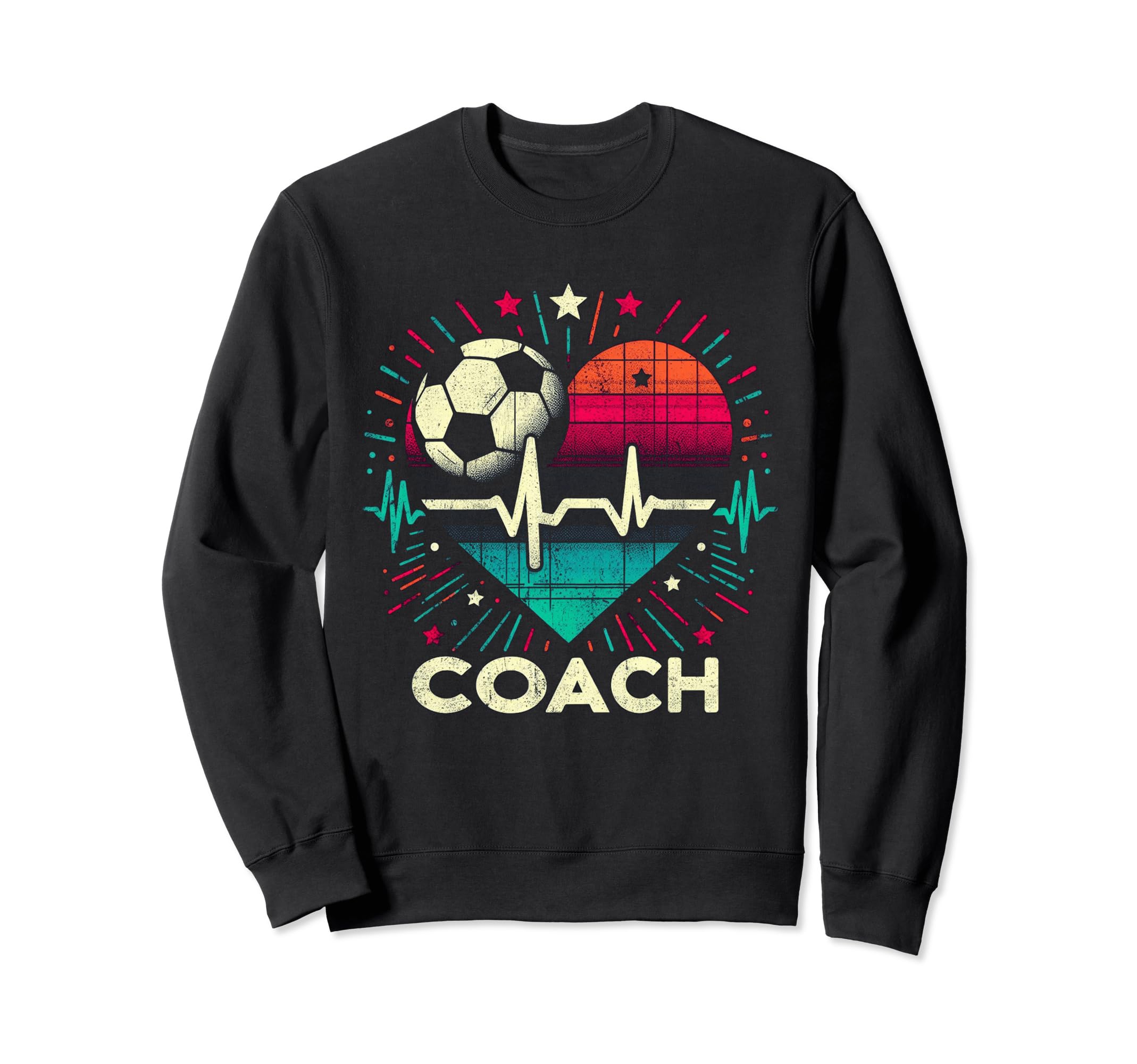 Soccer Coach Training Heart Beat Sweatshirt - Graphic Print Men Women