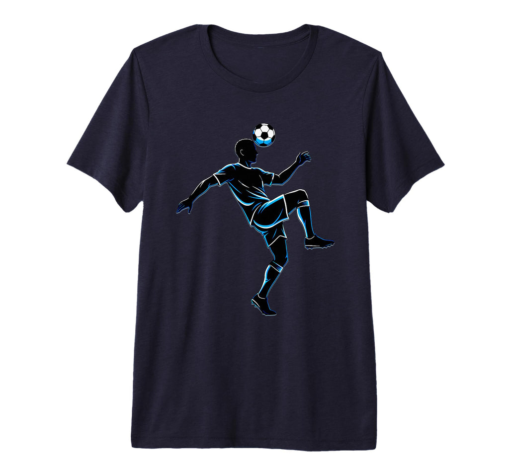 Soccer Player Juggling Ball Silhouette Tri T-Shirt - Trendy Graphic Unisex