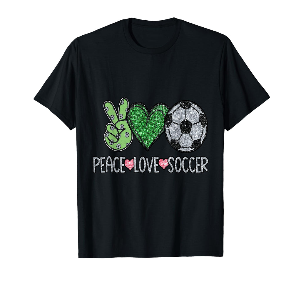 Peace Sign Love Soccer Ball Fan T-Shirt - Novelty Apparel for Adults