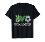 Peace Sign Love Soccer Ball Fan T-Shirt - Novelty Apparel for Adults