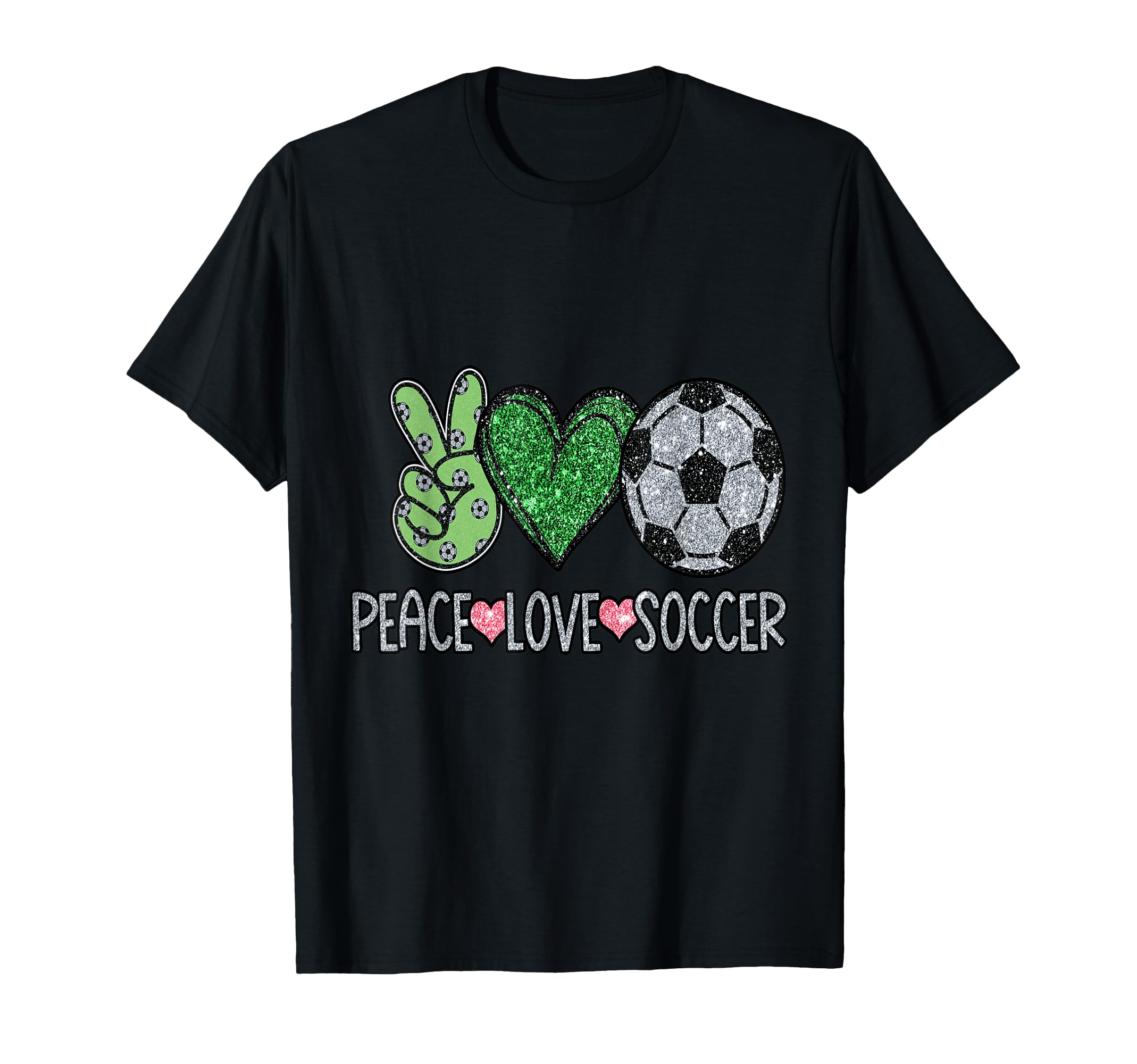 Peace Sign Love Soccer Ball Fan T-Shirt - Novelty Apparel for Adults