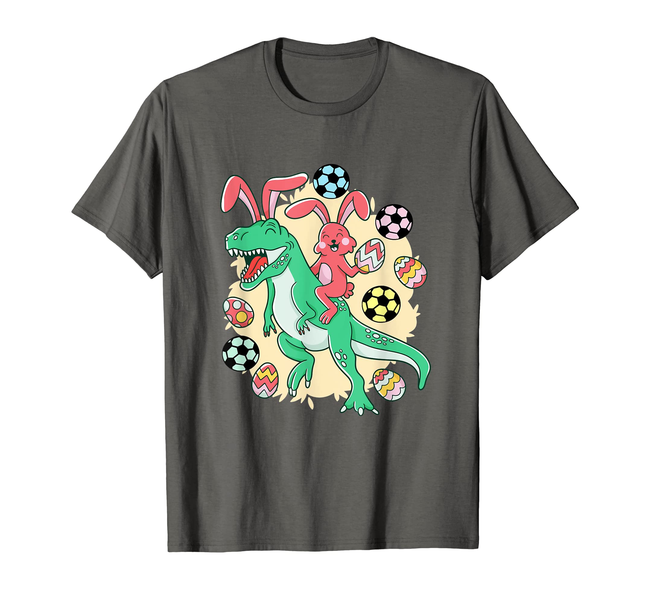 Happy Easter Bunny Riding Dinosaur T-Shirt - Streetwear Style Men Women