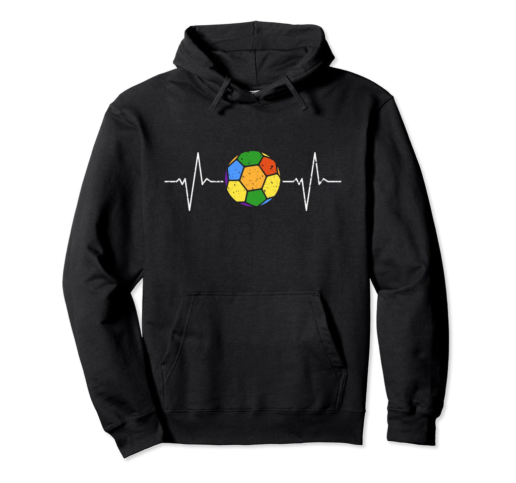 Soccer Ball Heartbeat Ekg Rainbow Flag Hoodie - Novelty Apparel Men Women