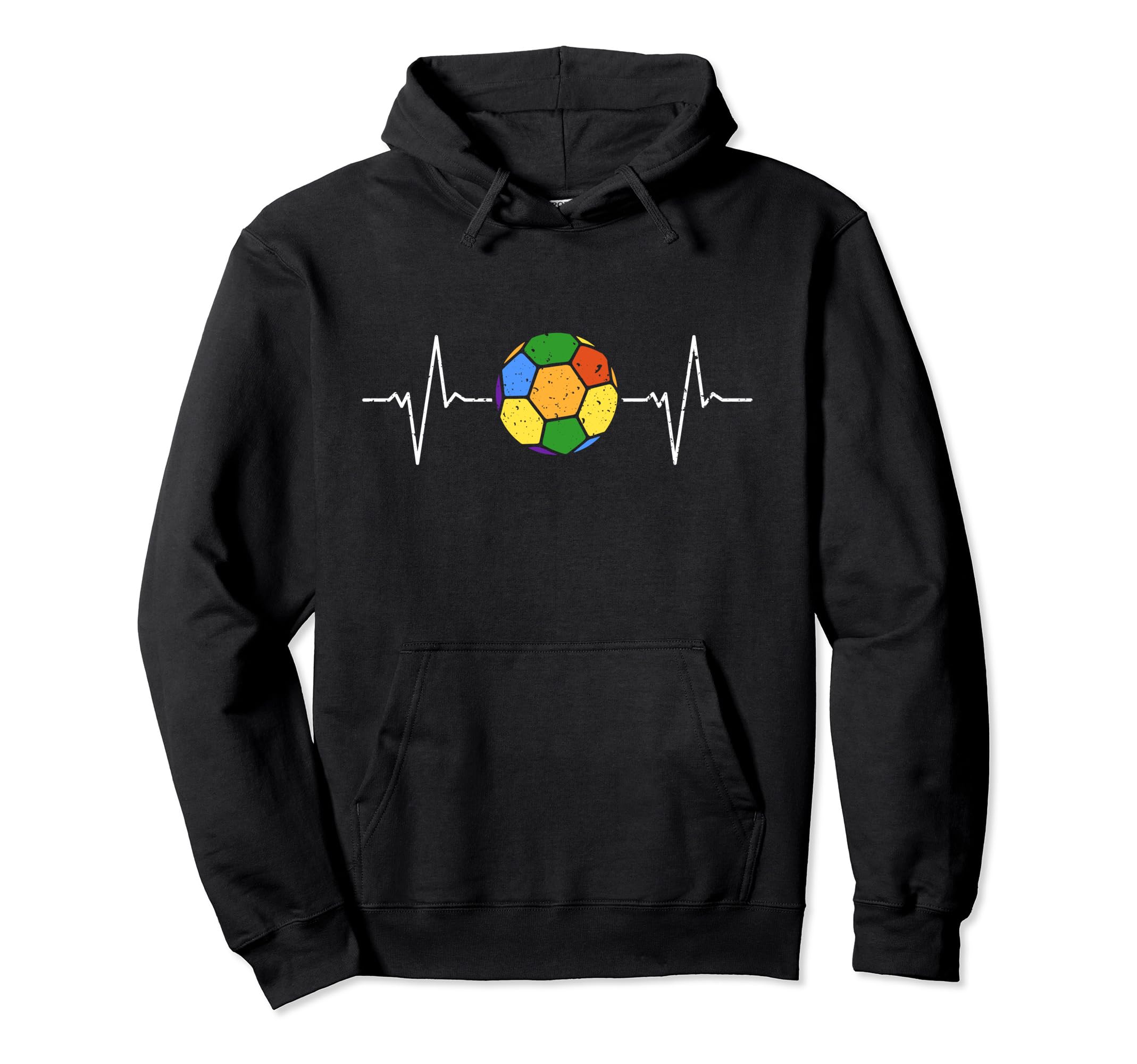 Soccer Ball Heartbeat Ekg Rainbow Flag Hoodie - Novelty Apparel Men Women