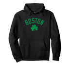 Boston Text Irish Shamrock Distressed Hoodie - Unique Graphic for Adults
