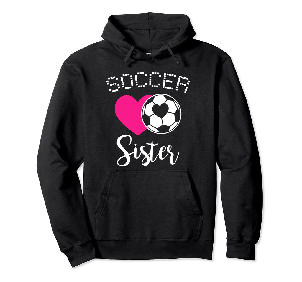 Soccer Sister Love Heart Sibling Hoodie - Fun Novelty Design for Adults