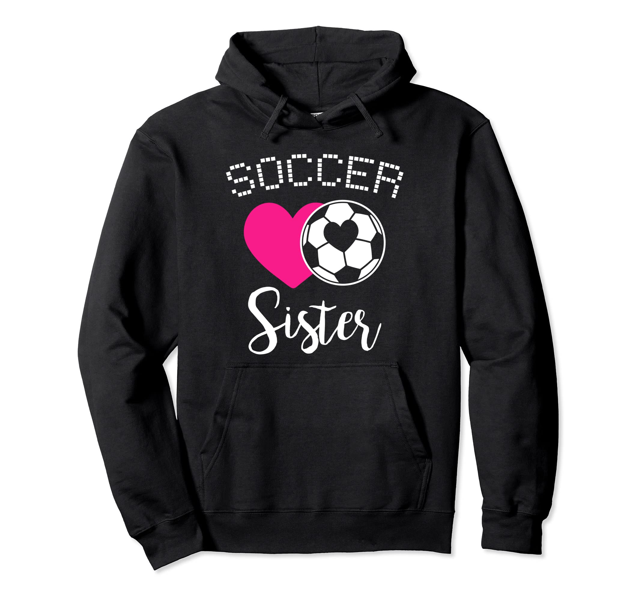 Soccer Sister Love Heart Sibling Hoodie - Fun Novelty Design for Adults