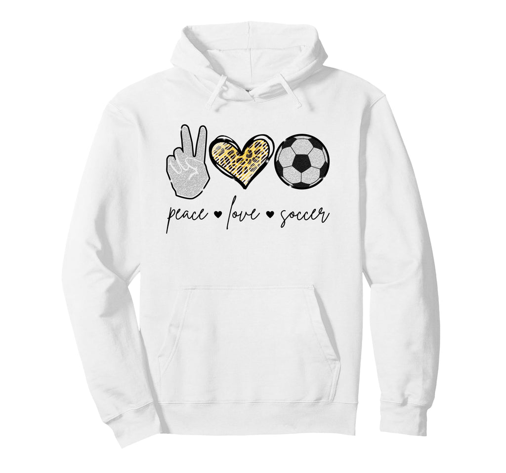 Peace Love Soccer Funny Soccer Mom Sports Hoodie - Trendy Graphic Unisex