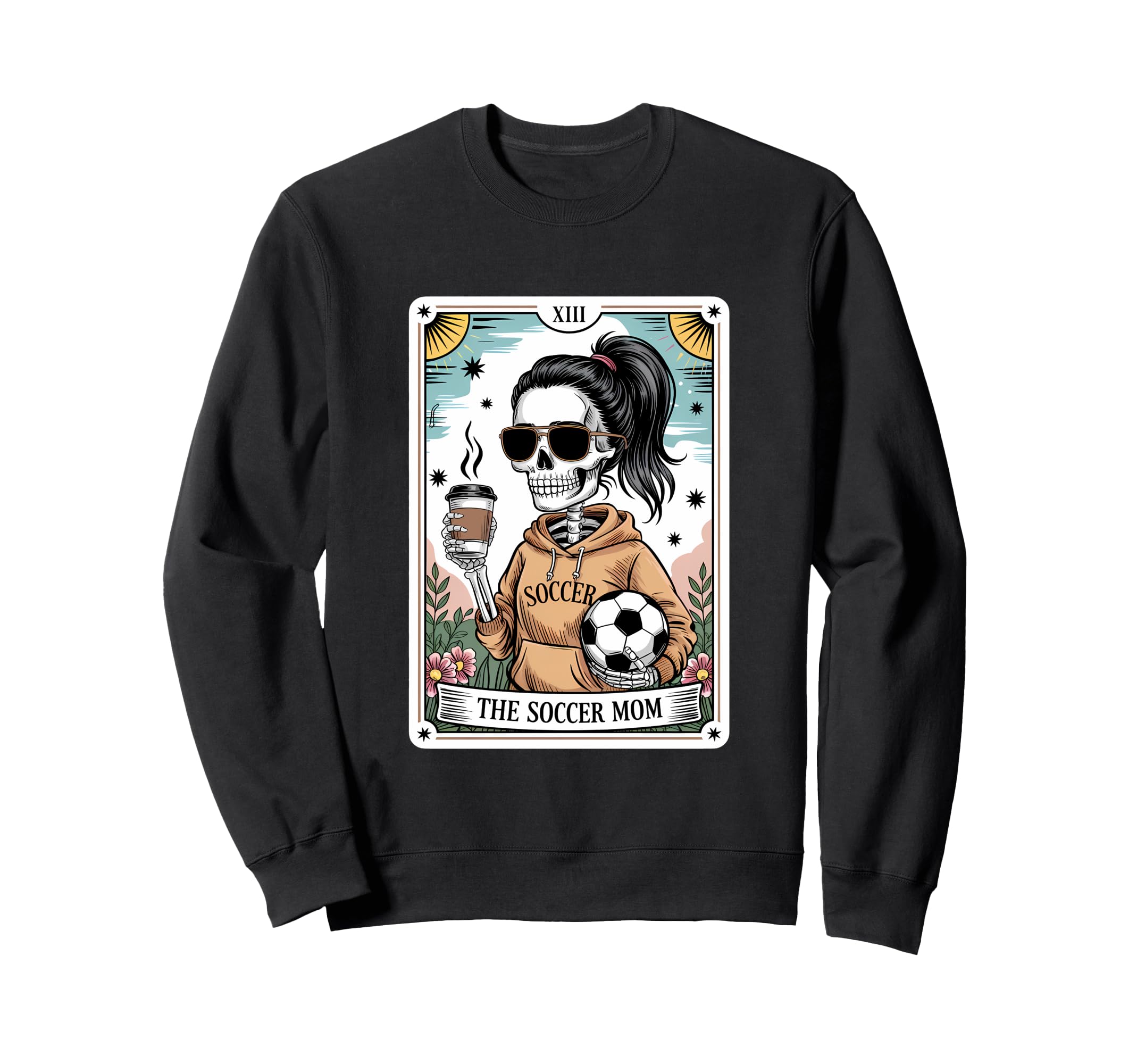 Funny Skeleton Tarot Card Halloween Sweatshirt - Graphic Print for Adults