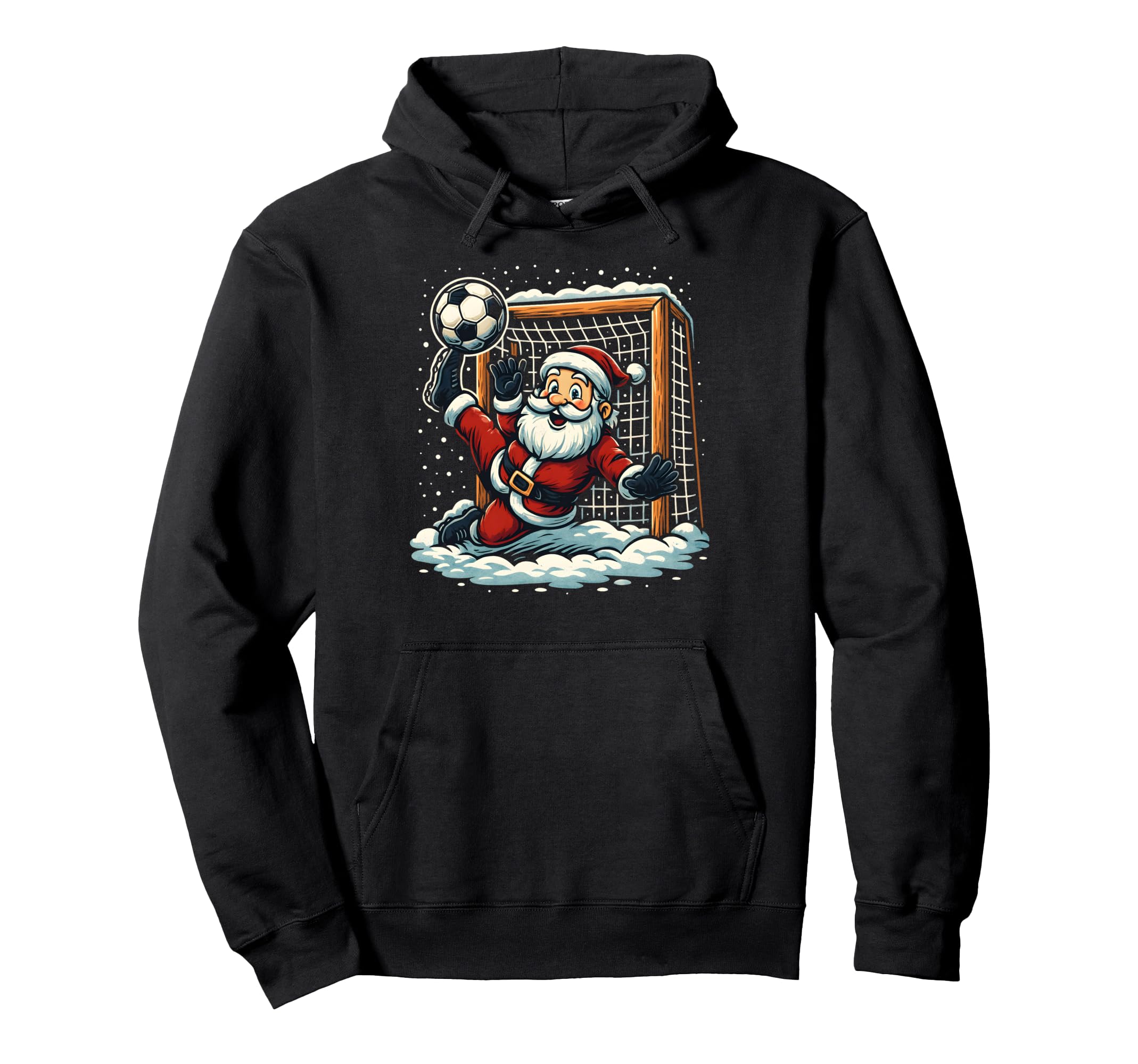 Santa Claus Soccer Goalie Sports Playing Snow Hoodie - Graphic Print Unisex